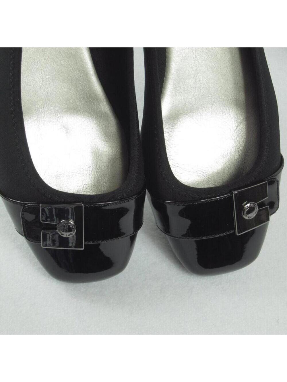 Anne Klein Womens 8 Black Ballet Flats Ursala Square Cap Toe Buckle NEW IN BOX - Picture 4 of 9